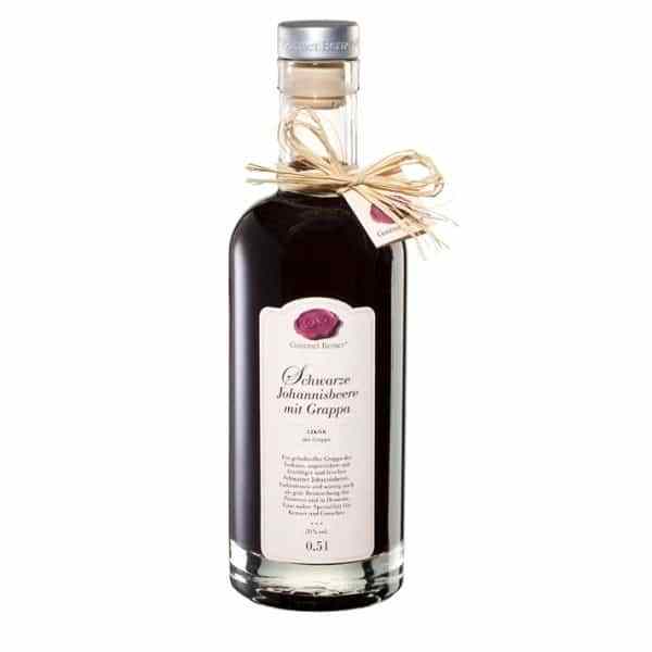 Can Gourmet - Feinkostgeschäft auf Mallorca; Feinkostgeschäft, Gourmet, Essig, Essige, Brände, Liköre, Hierbas, Gin, Öl, Trüffelöl, Olivenöl, Marmeladen, Mallorca, Schwarzer Johannisbeerlikör mit Grappa 0,5l